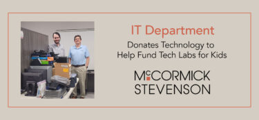 Chris Morin, McCormick Stevenson's IT Deparement, donates to eSmart Recycling