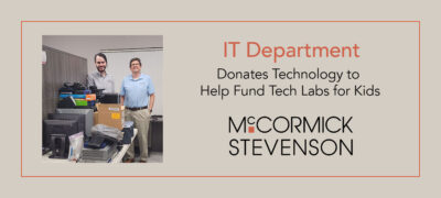 Chris Morin, McCormick Stevenson's IT Deparement, donates to eSmart Recycling