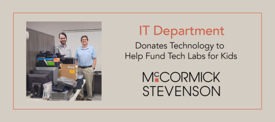 Chris Morin, McCormick Stevenson's IT Deparement, donates to eSmart Recycling